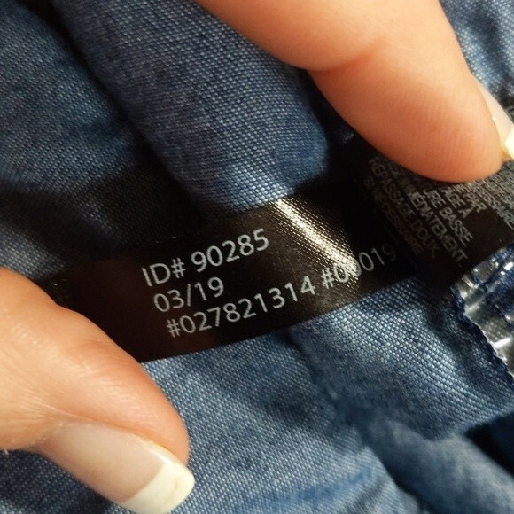 Express blue chambray button up 3/4 sleeve romper, denim, elastic & drawstring S - Picture 8 of 8